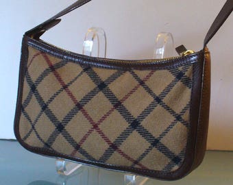 Brooks Brothers Wool Flannel & Leather Purse