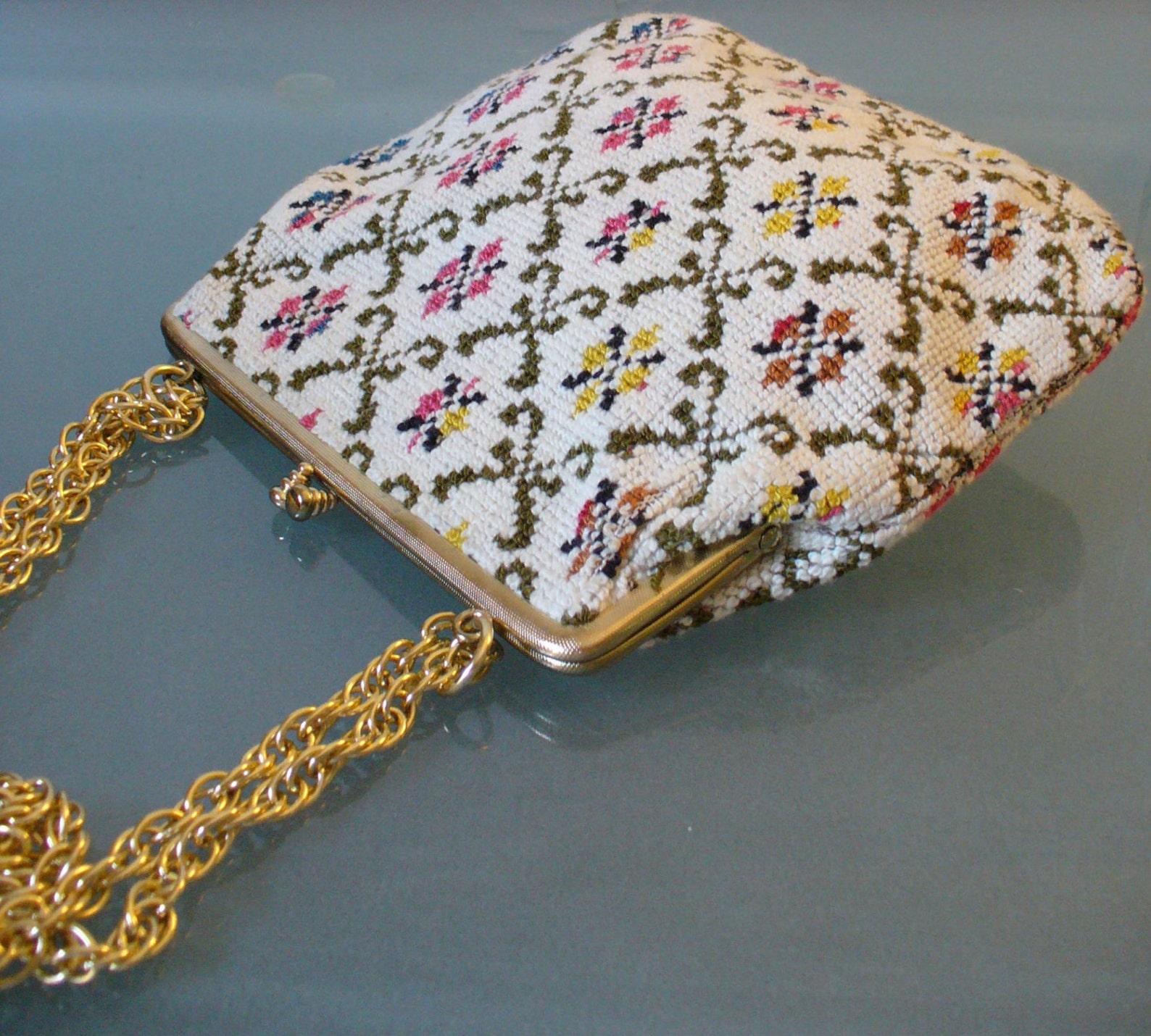 Vintage Needlepoint Clutch Bag Etsy
