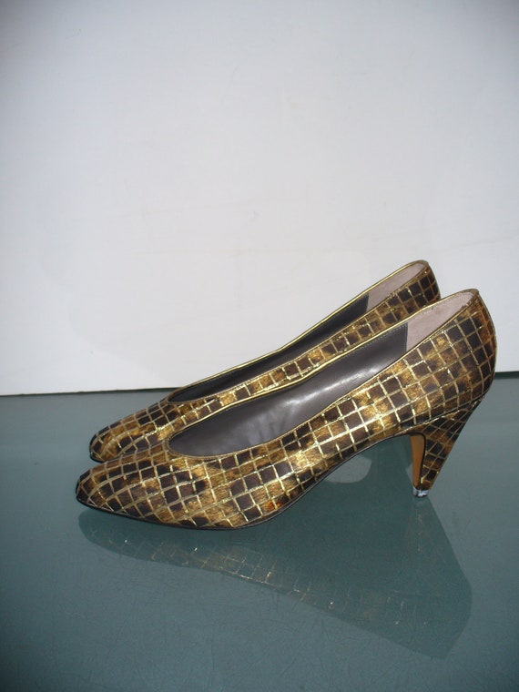 Vintage Sesto Meucci Gold Metallic Leather Pumps … - image 5