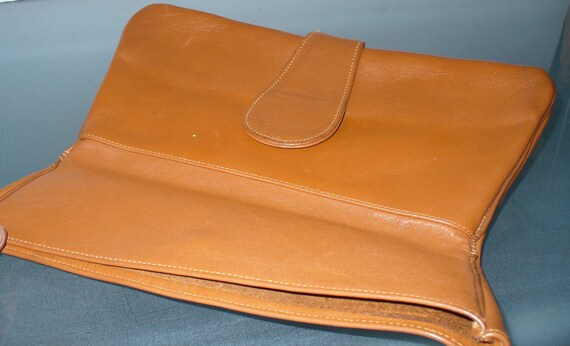 Vintage Caramel Leather Clutch Bag - image 6
