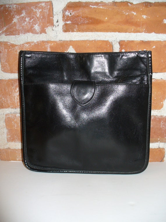 Queens Black Leather Clutch