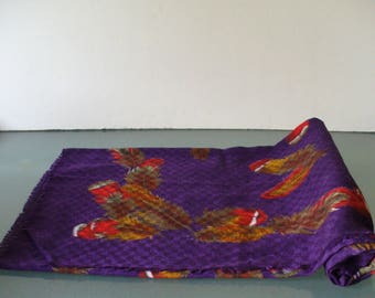 Vintage Feather Motif  Purple Challis Scarf