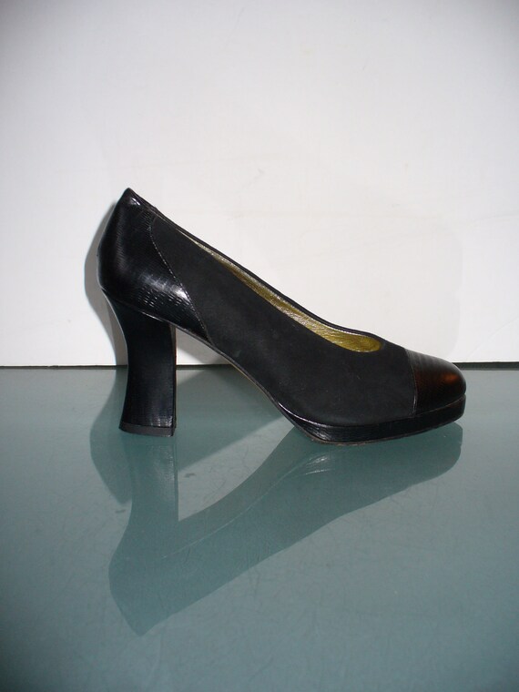 Sesto Meucci Black Captoe Leather Pumps Size 5.5 … - image 2