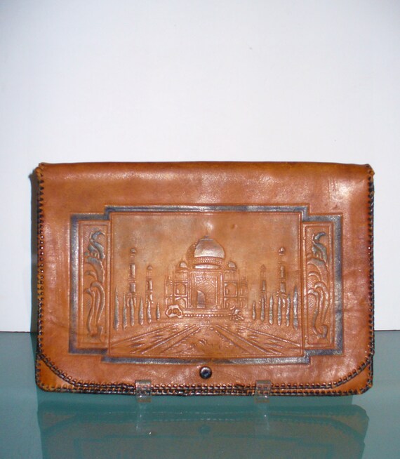 Vintage Tooled Moroccan Leather Clutch Bag - image 9