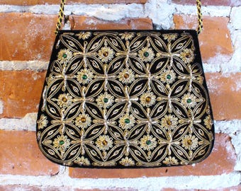 Vintage Zardozi Embroidery Velvet Shoulder Bag