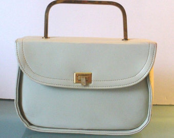 Vintage Bone Brass Handled Handbag