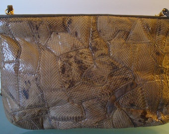 Vintage Snakeskin Shoulder Bag By Sylvia