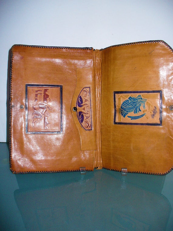 Vintage Tooled Moroccan Leather Clutch Bag - image 7