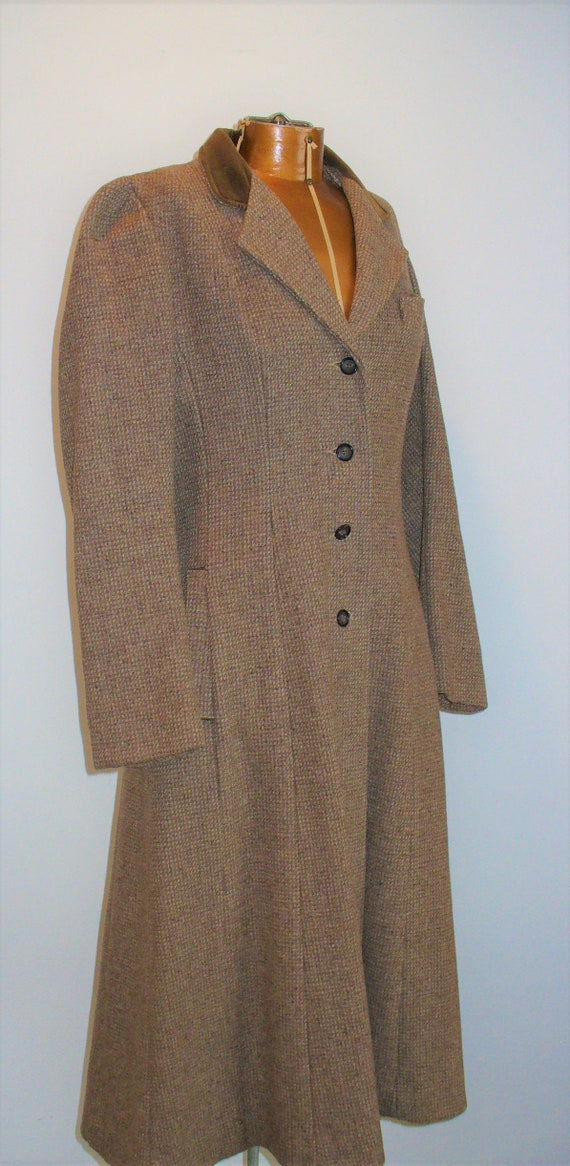 Vintage Princess Style Check Tweed Wool Coat Size