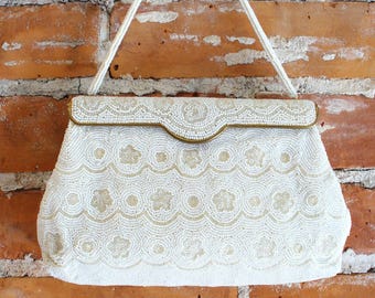 Vintage Delill Made in France Seed  Beaded Evening Bag