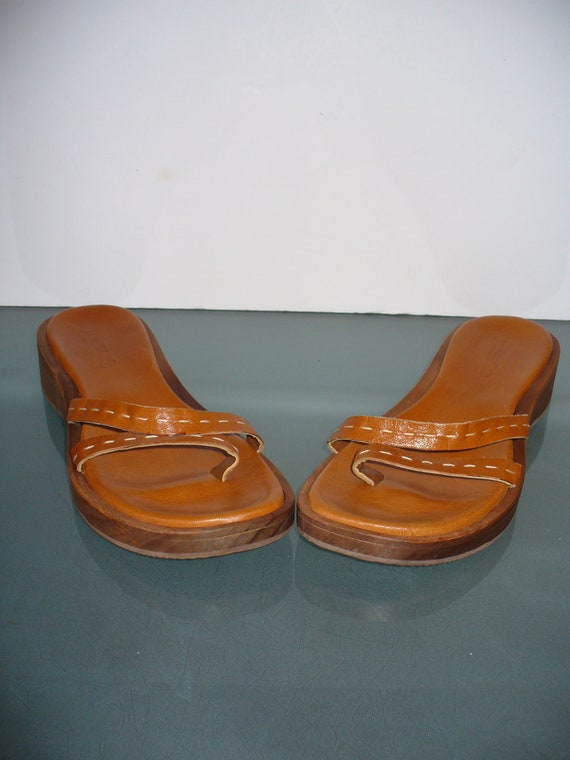 J. Crew Wood And Leather Slide Sandals Size 9 - image 4