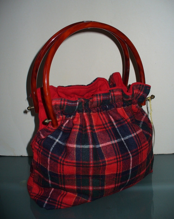 Vintage Wool Plaid Pappagallo Preppy Handbag