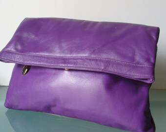 Vintage Large Leather Purple Clutch by Albi