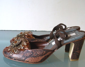Olivia Rose Tal Faux Snake Slingbacks Size 7