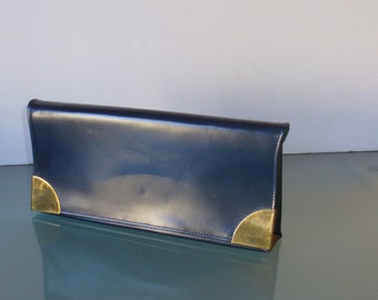 Vintage Structured Midnight Blue Box Clutch Bag