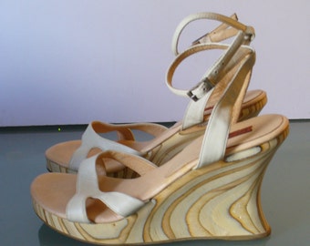 Vis a Vie Wooden Platform Sandals Size 8 US
