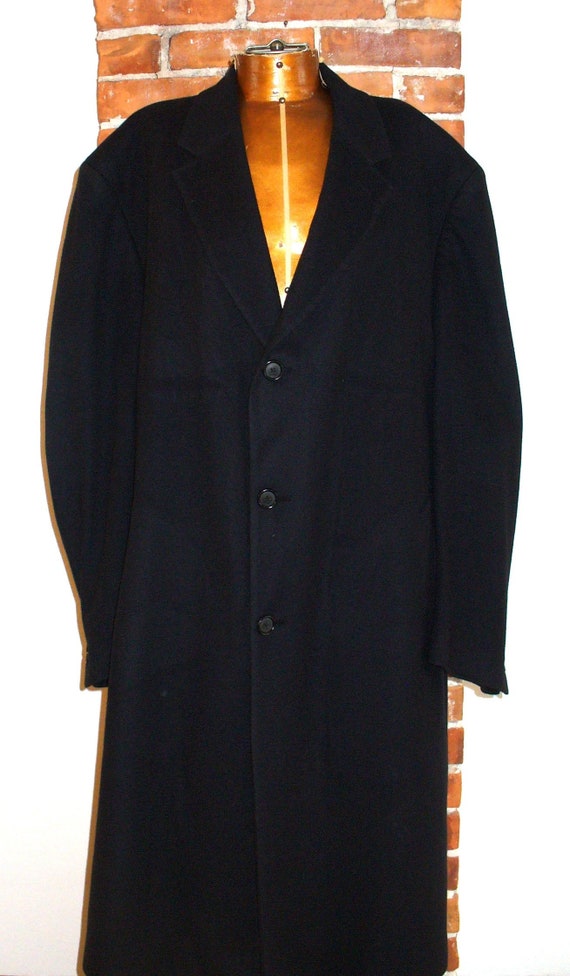 Vintage Jos. A. Bank Men s Midnight Blue Cashmere Overcoat 46 R Etsy