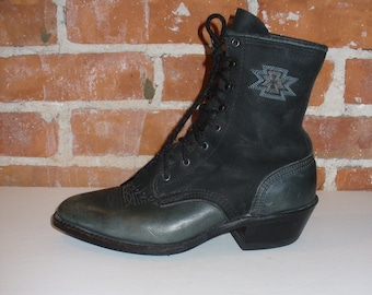 Vintage Forest Green & Grey Roper  Boots Size 6.5 US