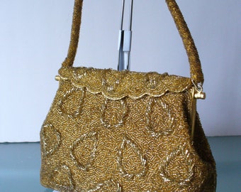 Vintage Gold Beaded Evening Bag