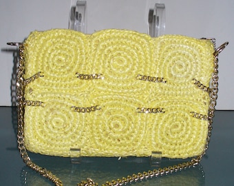 Vintage Marcus Brothers Yellow Raffia Shoulder Bag