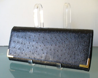 Vintage JR Faux Ostrich Long Clutch Bag