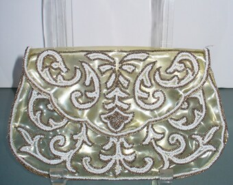 Vintage Made in France Josef Beaded Clear Vinyl Clutch
