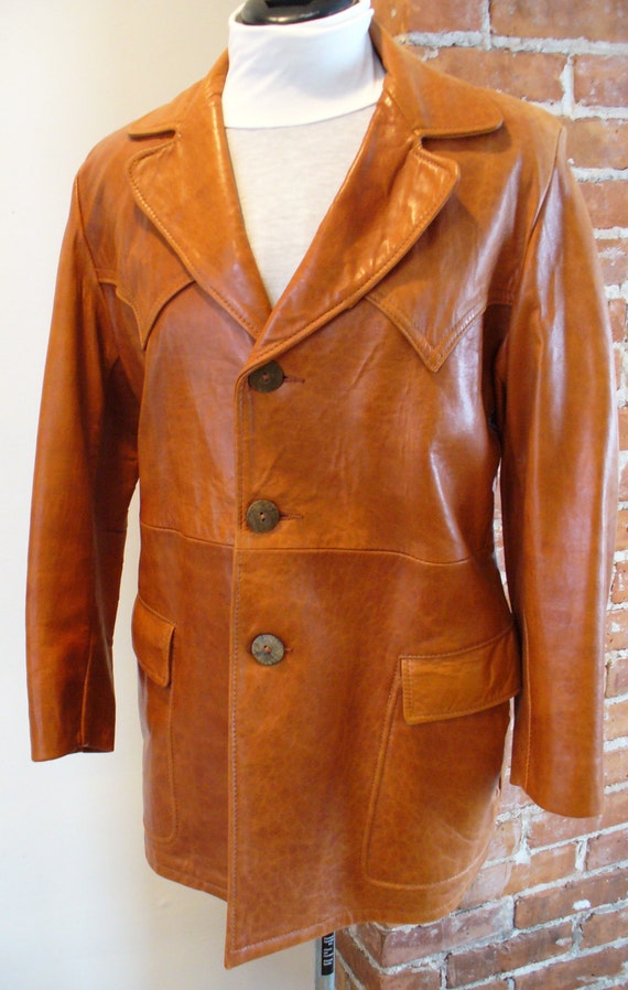 Vintage Biba Whiskey Tan Leather Jacket 1960's