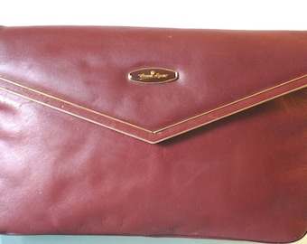 Vintage Etienne Aigner Handmade Oxblood Large Clutch