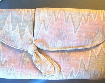 Vintage Flame Stitch Tapestry Linen Evan Picone Clutch