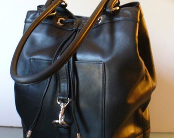 Talbots  Black Drawstring Bucket Purse