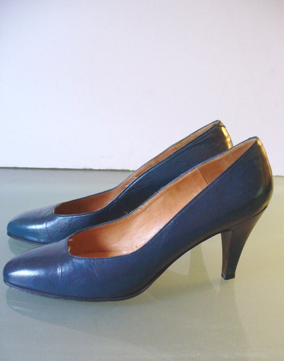 Vintage Pappagallo Teal Blue Leather Pumps Made i… - image 5