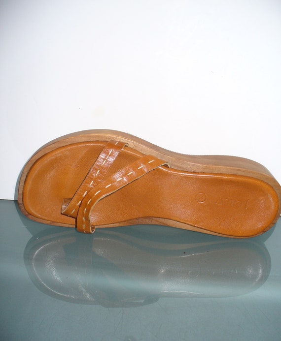 J. Crew Wood And Leather Slide Sandals Size 9 - image 2