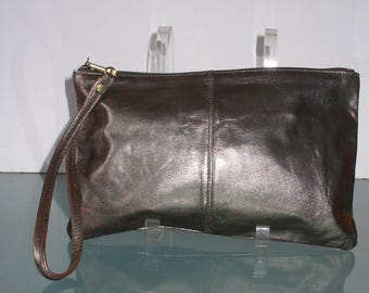Vintage Tadora Metallic Bronze Wristlet Clutch Bag