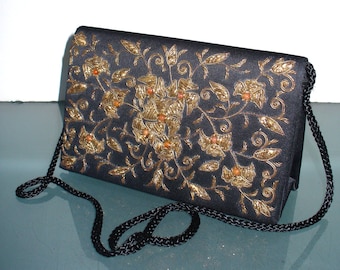 Vintage Zardozi Embroidery Satin Bag