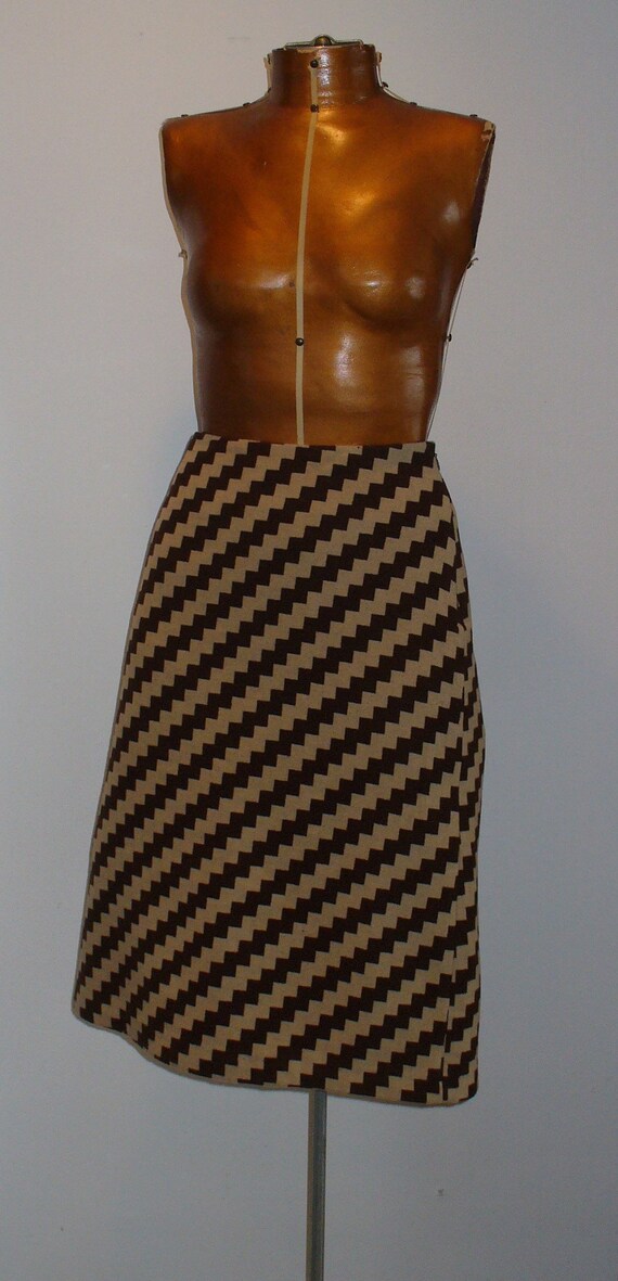 Vintage J. Crew Wool Zig Zag Striped A-Line Skirt