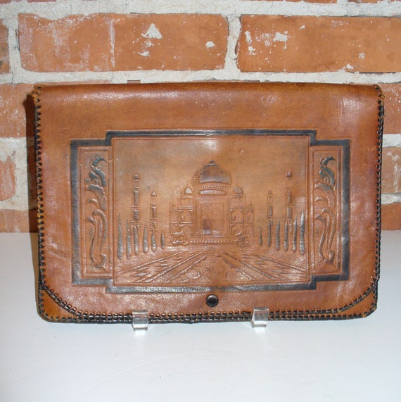 Vintage Tooled Moroccan Leather Clutch Bag - image 2