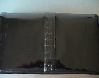 Vintage Patent Leather Clutch Bag with Optional Chain Shoulder Strap.
