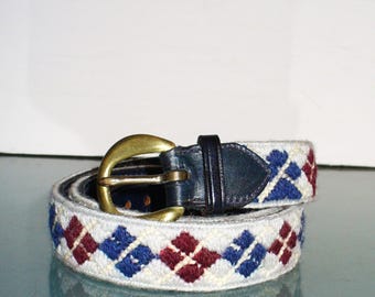 Vintage Handmade Bargello Argyle Belt
