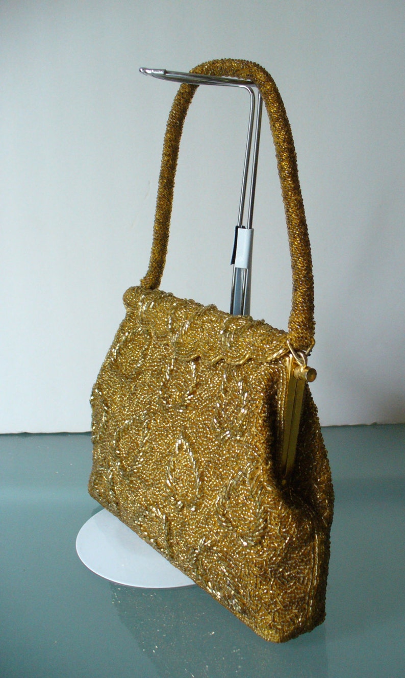 Vintage Gold Beaded Evening Bag Etsy