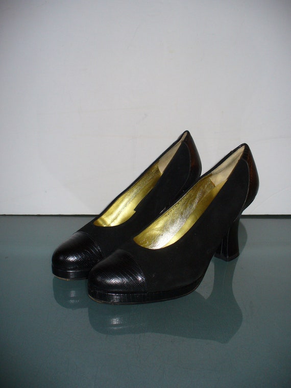 Sesto Meucci Black Captoe Leather Pumps Size 5.5 … - image 3