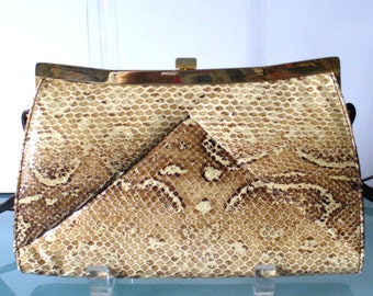 Vintage Industria Argentina Cuero Vaca Snakeskin  Purse