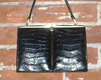 Vintage Industria Argentina Vacare Overo Black Hand Bag