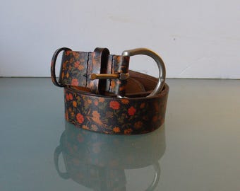 J. Crew Made in England Floral Leather Belt Size M