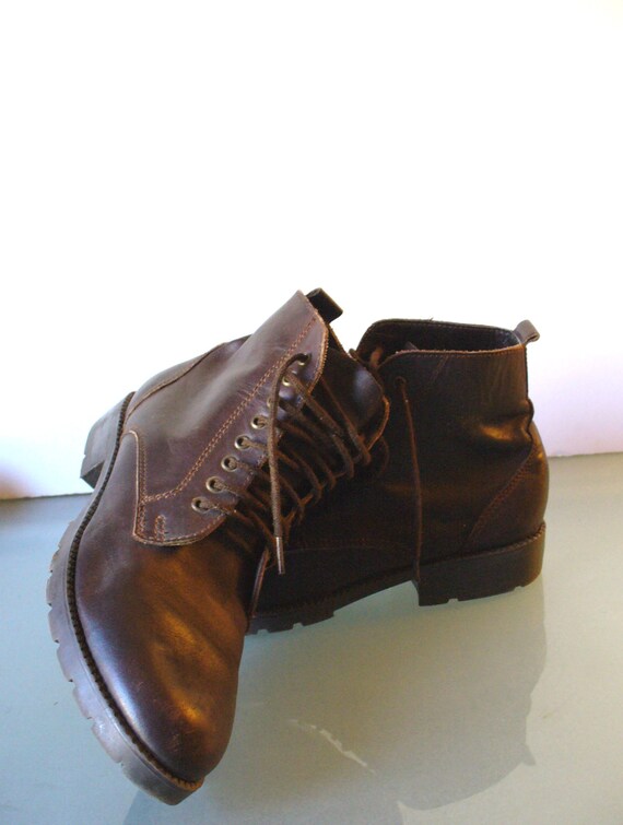 Chocolate Leather Granny Boots Size 4.5US