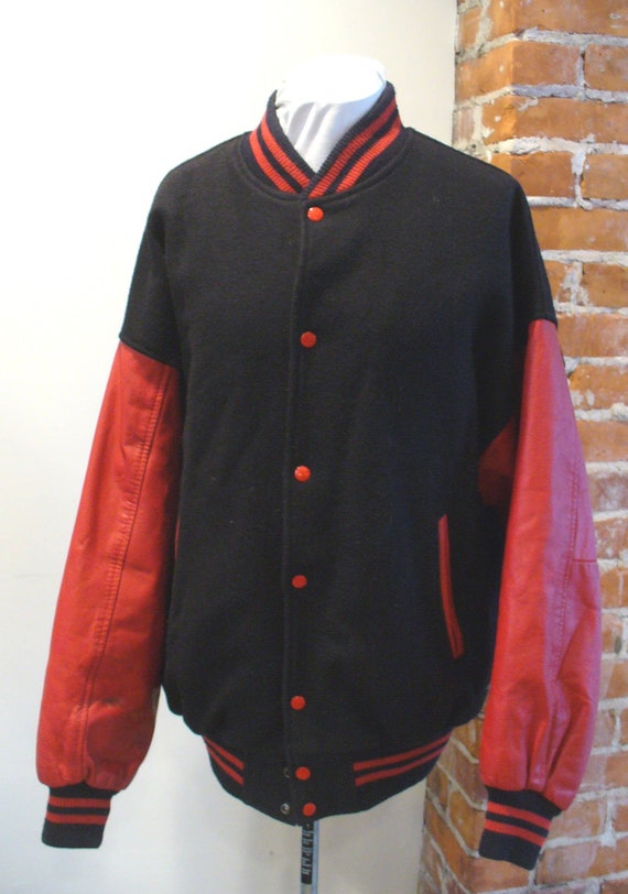 Vintage Leather & Wool Varsity Letterman Jacket XL