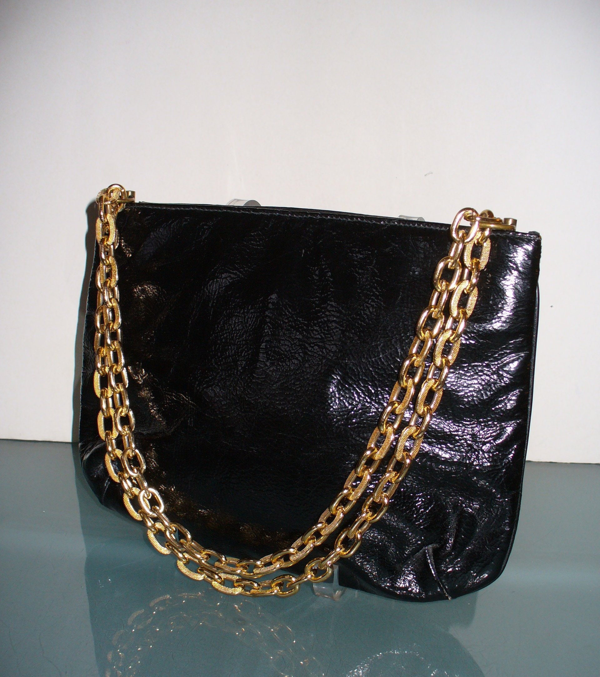 Chanel Beige Patent Vinyl Rock and Chain Large Flap Bag at Jill's  Consignment