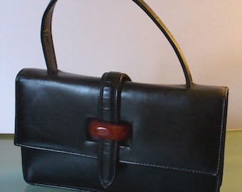 Vintage Small Calfskin Handbag With Lucite Clapse