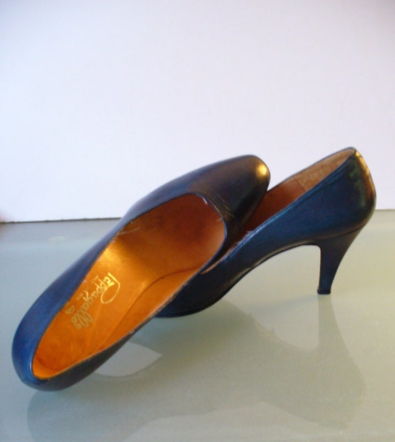 Vintage Pappagallo Teal Blue Leather Pumps Made i… - image 4