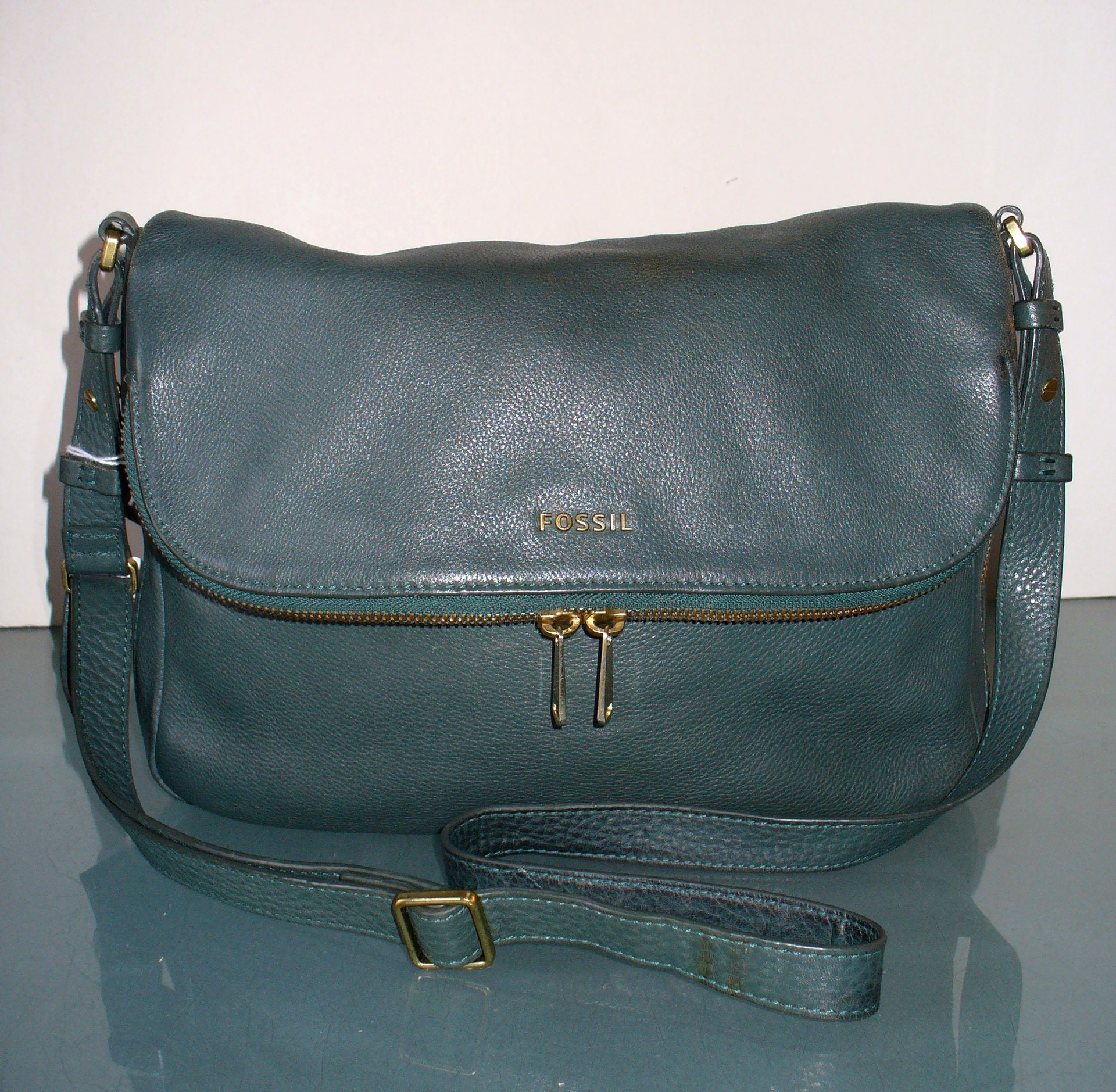 Vintage Teal Green Fossil Crossbody Bag