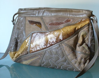 Vintage Varon Leather & Snakeskin Shoulder Bag